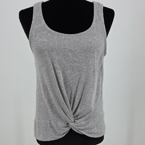 Pink Republic Heather Gray Twist-Front Tank Top medium
